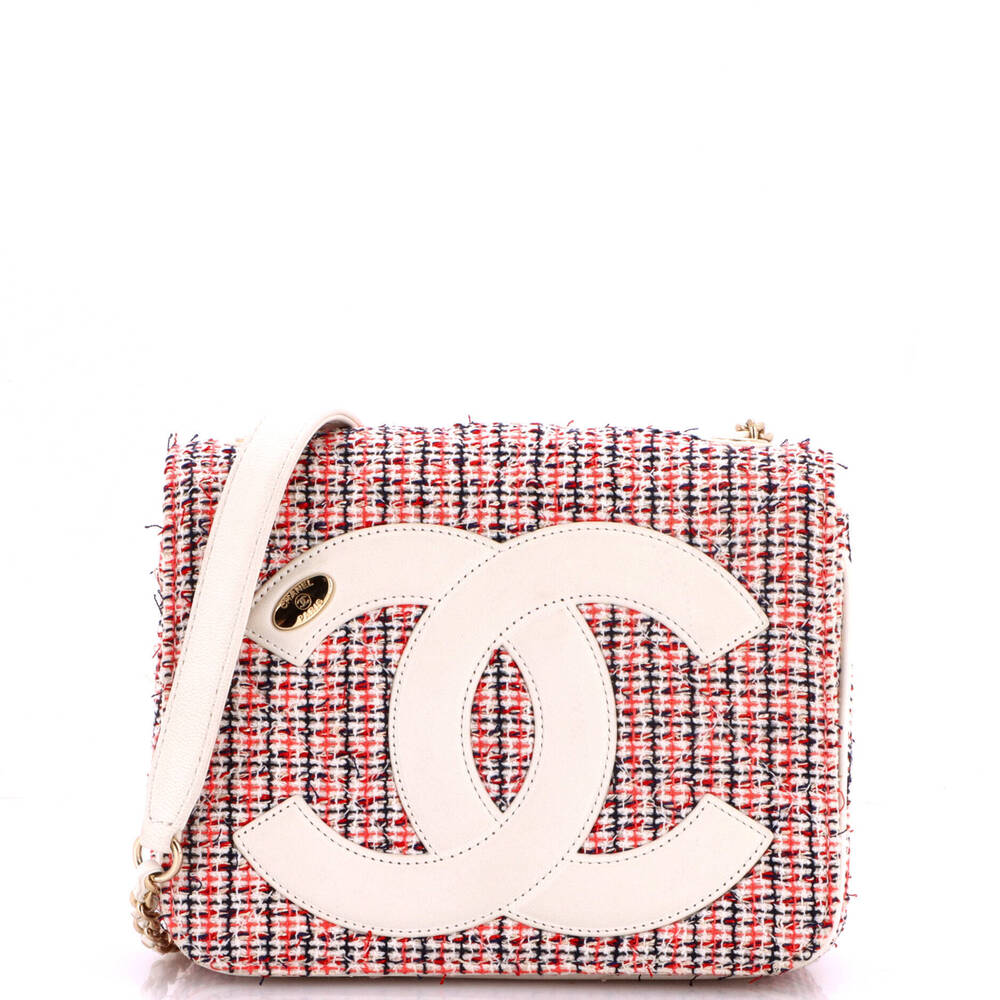 Chanel Small CC Mania Flap Bag Tweed with Lambskin